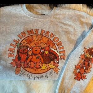 XL Gray Fall Themed Beanie Babies Unisex Sweatshirt